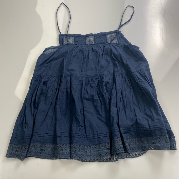 NE QUITTEZPAS lace flower navy blue top p30-30 - Picture 5 of 8